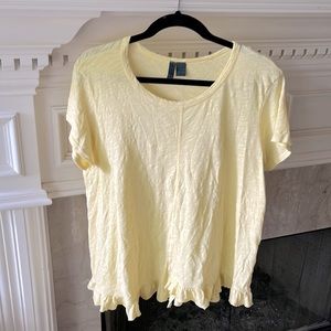 Left Of Center Yellow Ruffled Tee
